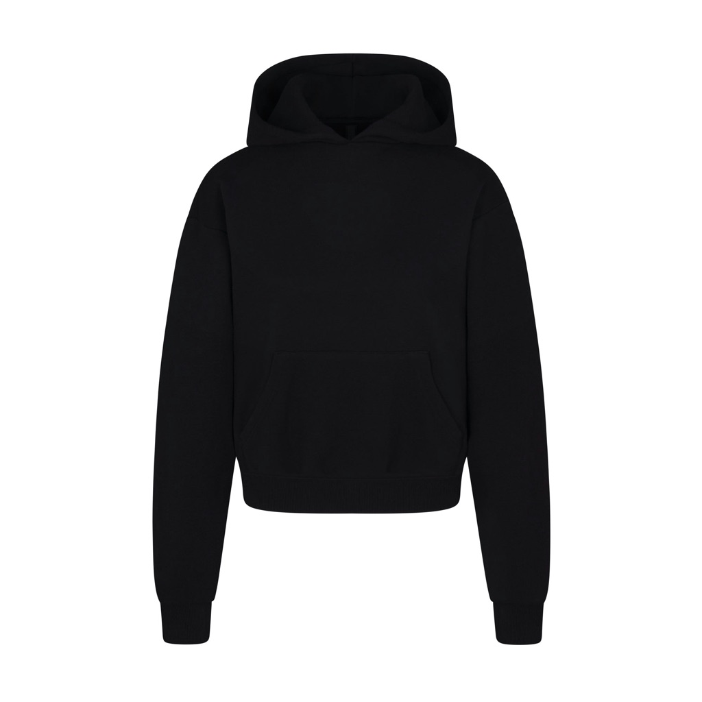 Skims Cotton Fleece Hoodie, Black, Large, $80